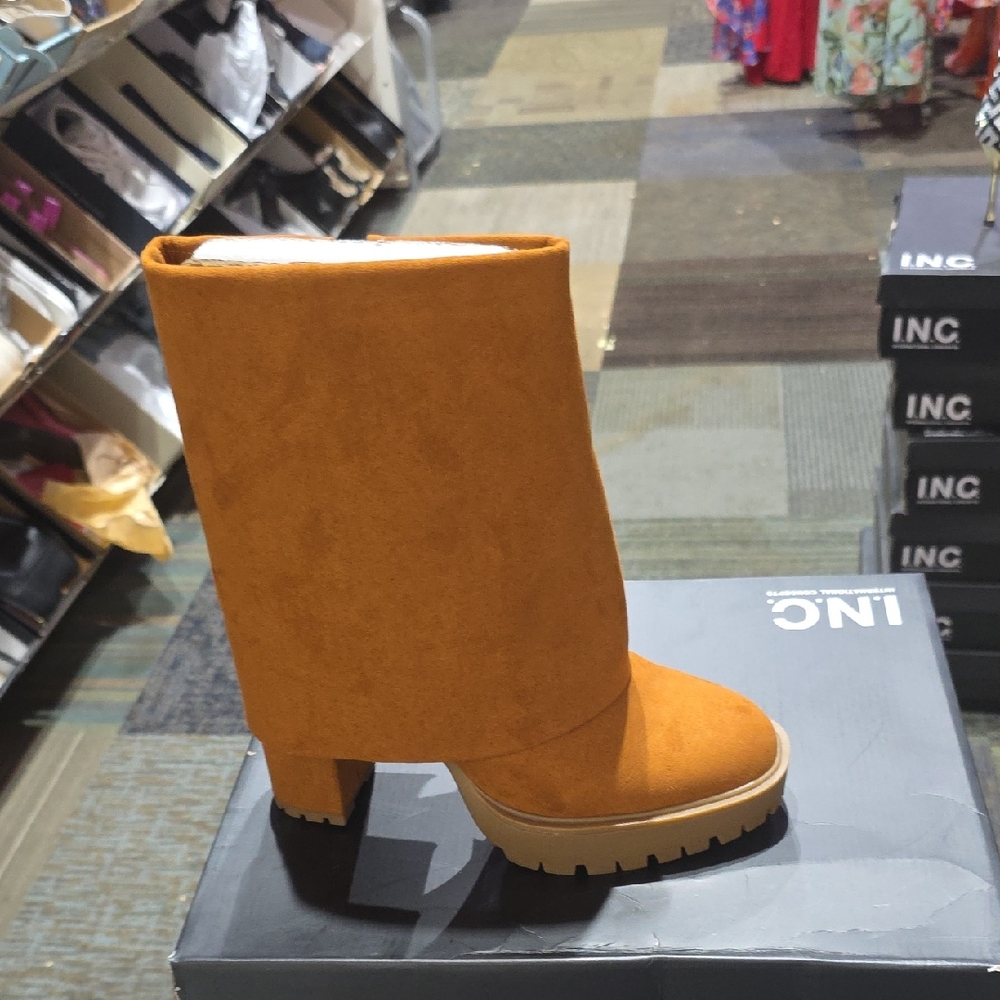 INC International Concepts Orange Heeled Boots